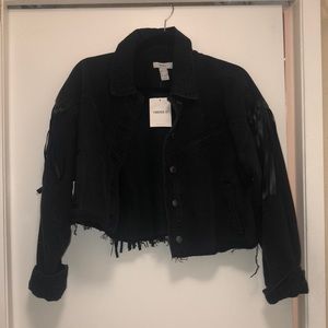 Black Denim Fringe Jacket